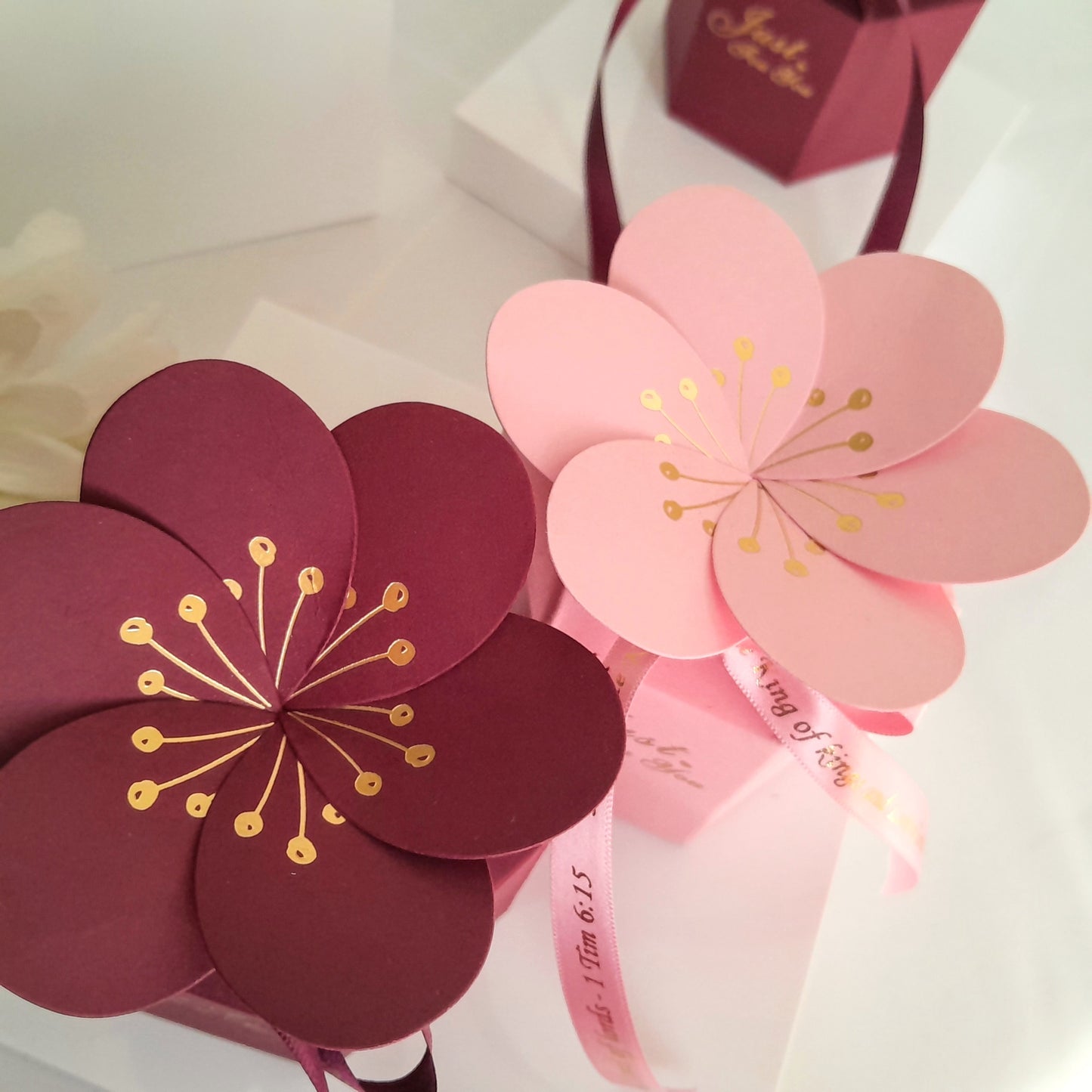 Flower Petal Favour Boxes with Scripture