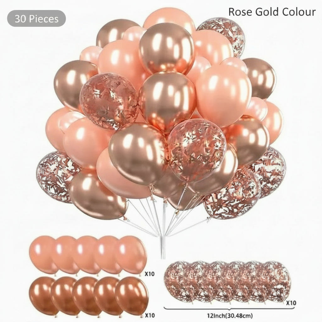 30 piece Rose Gold Confetti Balloons