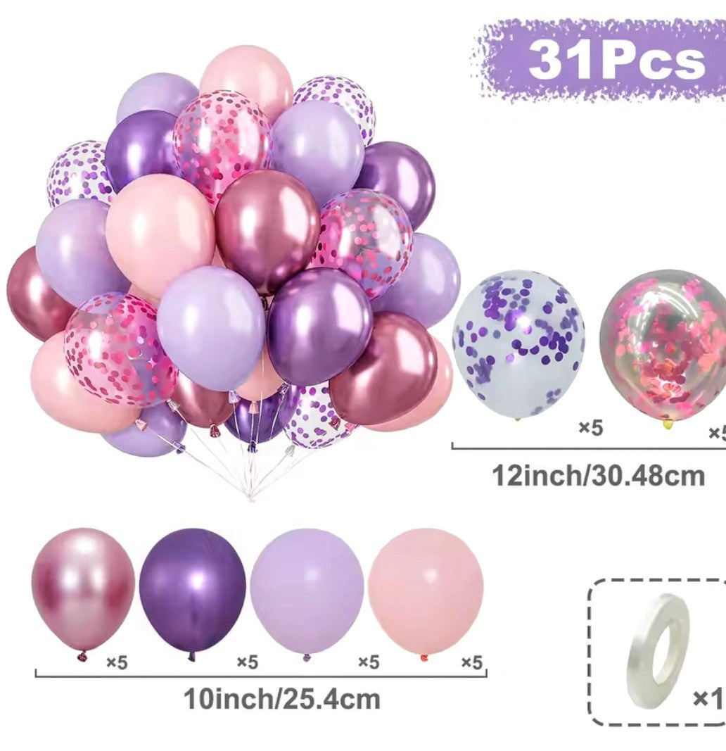 Latex Metallic Confetti Balloon Sets - 30 - 52 Piece Sets