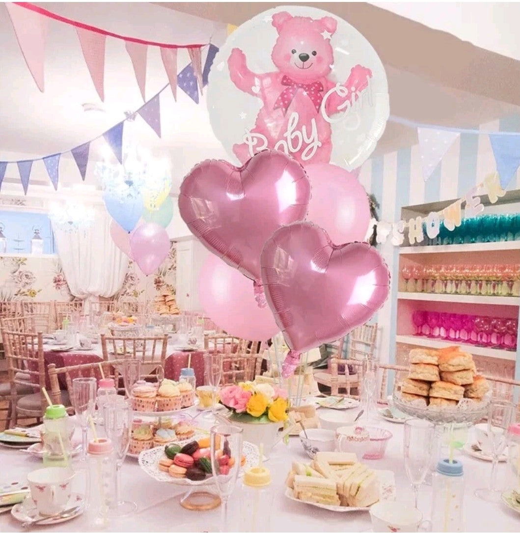 Pink Bear 5 piece baby girl balloon set 