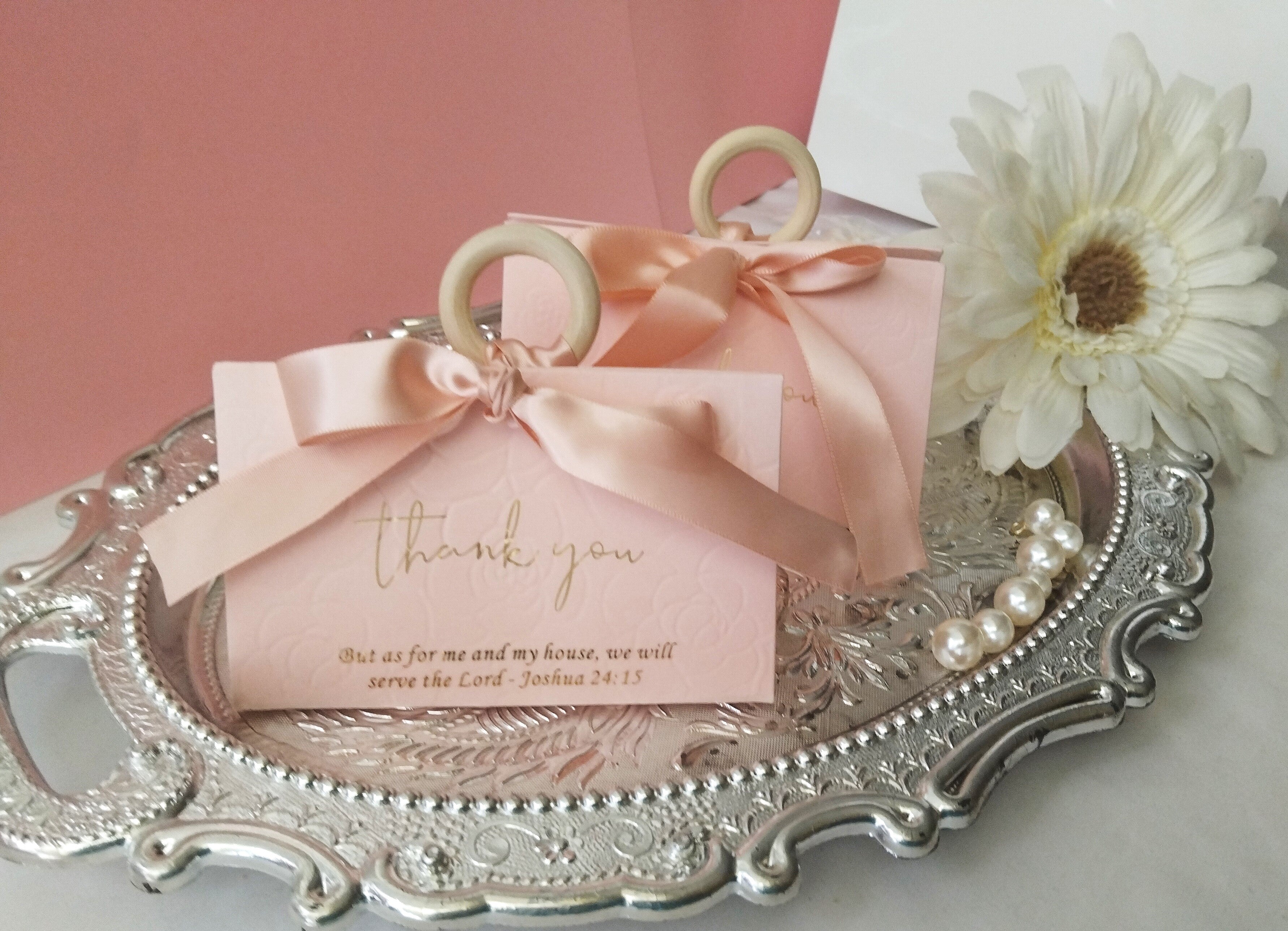 Peach Triangular Candy Box with Handle