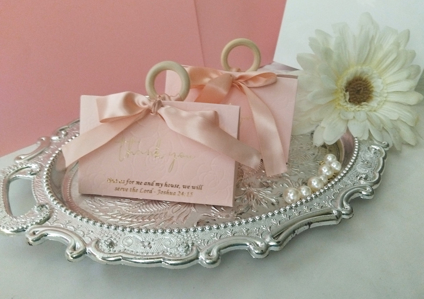 Triangular Candy Box With Scripture and Wooden Handle