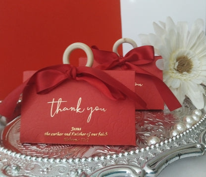Triangular Candy Box With Scripture and Wooden Handle