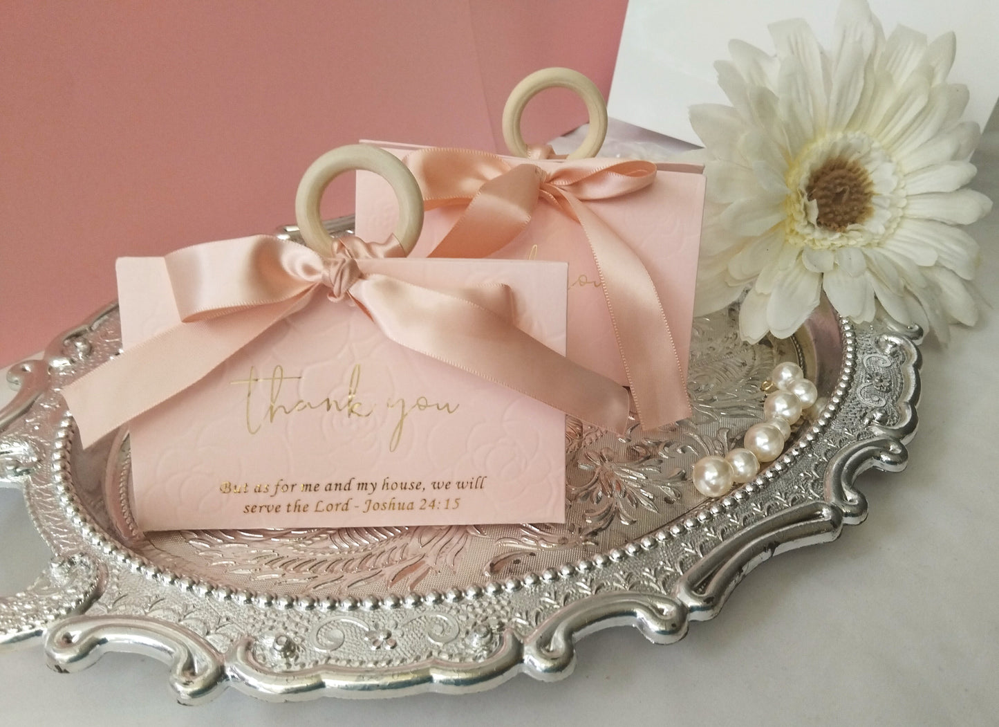 Triangular Candy Box With Scripture and Wooden Handle