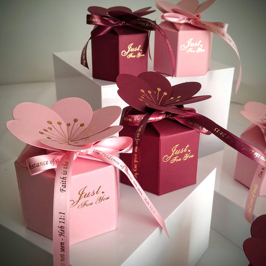 Flower Petal Favor Boxes with Scripture