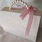White  embossed decorative gift box with pearl handle, Scripture and pink ribbon 