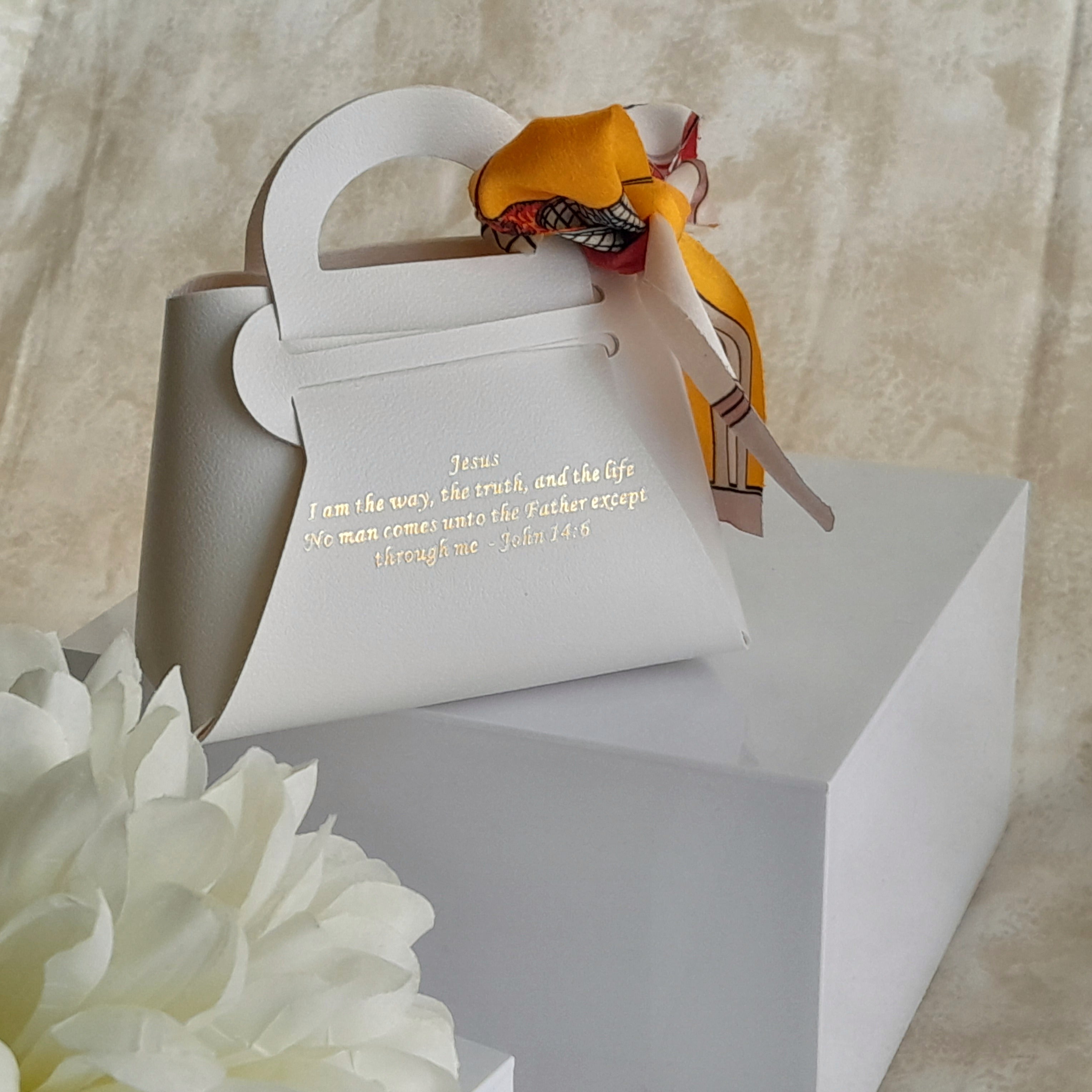 White mini handbag  - I am the way the truth and the life 